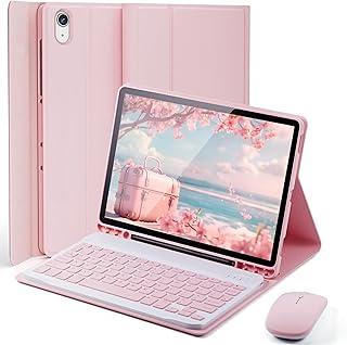Capa Teclado para iPad Air 11 M4 M3 M2 (2026,2025,2024) e iPad Air 5ª 4ª geração (2022, 2020) 10,9/11 polegadas Capinha com Taclado [Suporte de lápis] com [Mouse] - Rosa