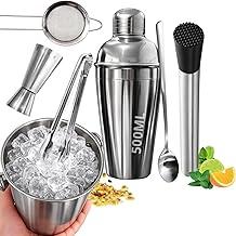Kit Caipirinha Profissional 7 Peças Inox Coqueteleira 500 Ml, Socador, Colher Bailarina, Dosador Duplo, Balde, Pegador, Peneira