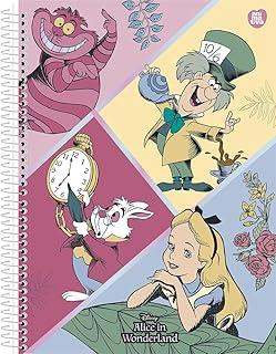 Kit de Caderno, 01 Matéria, Capa Dura, Alice In Wonderland, 80 Folhas, Animativa, Pacote com 4 Unidades