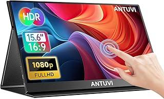 ANTUVI Tocável Portátil Monitor 15.6''+ Case, 1080P, MINI Segunda de Notebook Extensor De Tela, Ultra-Slim e Portátil, com Alto-falante de pé, Adequado para Viagens, Casa, Trabalho/Jogos