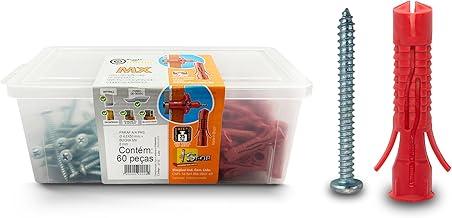 SFOR - Kit de Bucha MX 8 com Parafuso Auto Atarraxante Phillips 4,8x50mm - 120 Peças (60 Buchas + 60 Parafusos) - Bucha Universal para Fixação em Concreto, Tijolo e Bloco Oco, Gesso e Drywall