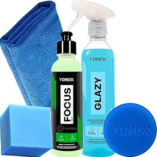 Focus Vonixx Polidor Removedor Chuva Acida Glazy Limpa Vidro 4 em 1 Toque Liso Pano Microfibra Aplicador Espuma