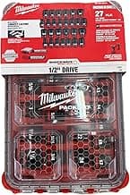 Milwaukee Packout Jogo Soquete Impacto Enc. 1/2" Curto 27 Pçs Mm/Pol - 49-66-6804