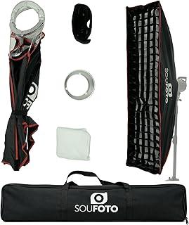 Sou Foto | Stripbox Retangular Bowens Montagem Rápida com Grid Colmeia Difusores Duplos para Flash e Iluminador LED Estúdio Fotográfico (30X120Cm)
