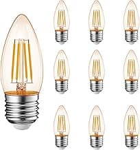 Kit 10 Lâmpadas LED E27C35, Lâmpadas de Lustre LED de 4 Watts (Equivalente a 40 Watts), Lâmpada Decorativa de Vela de Lustre Amarelo Quente 2700K, Lâmpada de Ventilador de Teto, Não Regulável