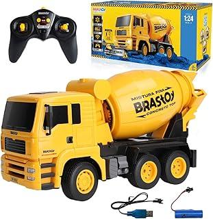 Betoneira Caminhão de Construção de Controle Remoto 1:24 Com Tambor Giratório Brinquedos Infantil
