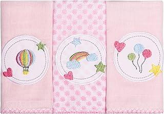 Papi Textil Paninho De Boca Cores Bordados Karinho 40Cm X 40Cm Contem 3 Unidades