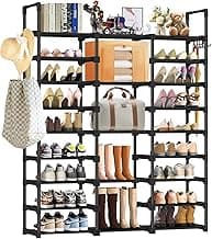 Sapateira Modular 4 em 1 – Acomoda 55 Pares | Rack Vertical • Sapateira Clássica • Prateleira Escalonada • Estante Baixa | Aço Reforçado DIY