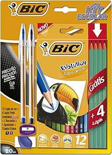 BIC, Kit Escolar Colorir + Cristal Precisão + 4 Lápis, 20 Unidades