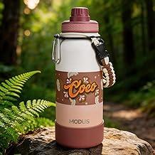 1000ml Garrafa Térmica de Aço Inoxidável com Alça de Transporte e Base Antiderrapante de Silicone – Mantém a Água Gelada por até 24 Horas (Branco Cinza)