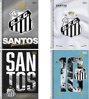 Kit de Cadernos, Tilibra, 10 Matérias, Capa Dura, Santos, 160 Folhas, Pacote com 4