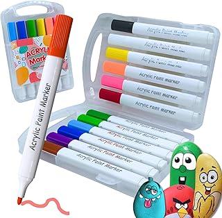 Conjunto de Marcadores de Tinta Acrílica Tringular, Canetinhas Acrílica para Artesanato, Caneta Acrilica Para Pintura em Pedras, Madeira, Tela, Vidro e Cerâmica Para Crianças e Adultos (12 cores)
