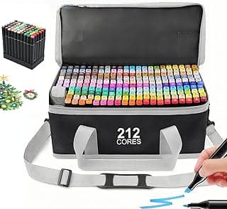 212 Cores Marcadores para Colorir com Estojo para Transporte, Caneta touch para Colorir Caneta para desenho profissional Escolar canetinhas Ponta Dupla para Crianças e Adultos, Álcool, Ilustração com 24.82% de desconto por R$ 104,50 na amazon