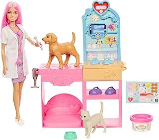 Barbie Profissões Conjunto de Brinquedo Veterinária com Animais de Estimação e Acessórios para crianças a partir de 4 anos