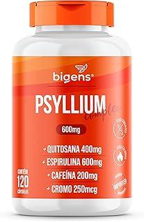 Bigens Psyllium Complex, Fibras + Quitosana + Espirulina + Cafeína Anidra + Cromo, 120 Cápsulas, Suplemento Vitamínico