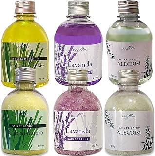 Kit 3 Sais De Banho e 3 Espumas para Banheira Hidromassagem Lavanda Alecrim Capim Limao