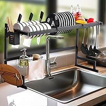 Escorredor de Louças Suspenso para Pia, Organização Inteligente, 2 Andares, Estrutura em Aço Resistente, com Porta-Talheres e Ganchos Laterais