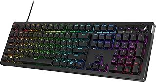 Teclado Mecânico Gamer HyperX Alloy Rise – Personalizável, Switches Lineares, Teclas PBT, com Suportes de Silicone, Iluminação Ajustável, Sensor de Luz Ambiente, Botões Giratórios, Preto (7G7A3AA)