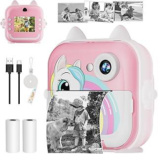 Câmera Fotográfica Infantil, Câmera Digital Infantil que Imprime 20MP 1080P, Tela 2,4", Zoom 6X, Impressão Térmica 200 dpi, Vídeo, Time Lapse, Jogos, Portátil com Papel de Impressão – Rosa