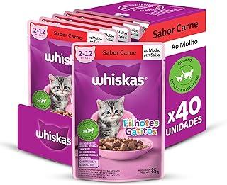 Pack Ração Úmida Whiskas Sachê Carne ao Molho para Gatos Filhotes 85 g - 40 unidades