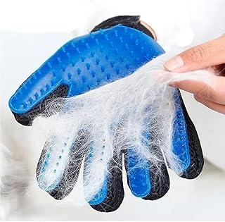 Luva Escova Removedora de Pelos para Pets, Azul e Preto, Magnética, Massageadora, Desembaraçadora, Cães e Gatos, Antiestresse