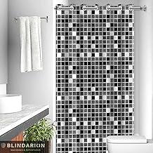 Cortina de Box Banheiro com Ilhós Pastilha Preta Antimofo Impermeável