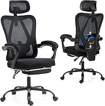 Hivento Cadeira de Escritorio, com Encosto Ajustável até 135°, Cadeira Ergonomica com Apoio de Cabeça e Lombar Ajustáveis, com Apoio para Pés Retrátil, Ideal para Casa e Escritório