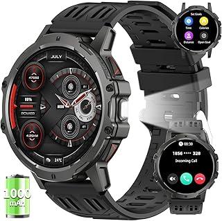 Smartwatch PEJE ZW15 Tela HD de 1,7", Bateria de 1000 mAh,Lanterna LED integrada,Compatível com Alexa,123 Modos Esportivos, Resistência à água 3ATM,Chamadas Bluetooth e sistemas Android/iOS. (Preto)