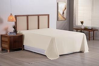Lençol de Cima Avulso Superior em Algodão Percal 180 Fios (Marfim, Casal Padrão)