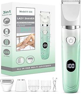 2 em 1 Aparador de biquíni para mulheres - barbeador elétrico indolor, IPX7 à prova d'água, Carregável, aplicável a biquíni, pernas, braços e axilas