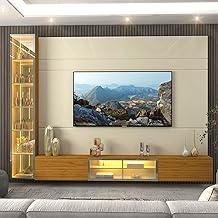 Estante para TV até 90 Polegadas 255cm com Porta Reflecta LED 100% MDF Luminare Off White/Naturale