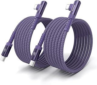Cabo Toocki Elbow 90 Graus USB C 60W 6A com Carregamento Super Rápido - Compatível com Android, IPhone 15 e MacBook (Roxo, 3 Metros)