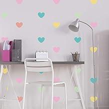 Adesivo de Parede Infantil Coração Colorido Tons Pastéis para Quarto 55un