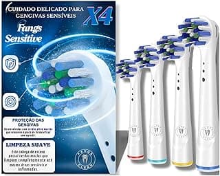 Kit com 8 Cabeças de Reposição para Escova Elétrica Compatível com Oral-B - Fangs Clean sensitive Refil de Escova Elétrica Uso Diário escova de substituição sensível para cuidados com as gengivas (Branco, 4 Refis Sensitive)