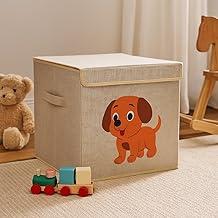 Caixa Organizadora Infantil Brinquedos Linho Tampa Baú Animal Box Oky's (CACHORRO)