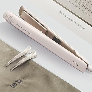 Lena Prancha Radiant Titanium Íons+, 5 Temperaturas Ajustáveis, Aquecimento Rápido, Painel de Titanium + Íons em Dezenas de Milhões, Cordão Giratório 360°, 2 em 1 – Liso e Ondulado, Cores Lilás e Dourado (Dourado)