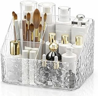 Three Brothers Organizador Multiuso de Maquiagem Joias e Cosméticos em Acrílico Transparente com 4 Compartimentos Porta Objetos Texturizado para Penteadeira, Banheiro e Closet com 10% de desconto por R$ 31,41 na amazon