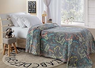 Manta Infantil que Brilha no Escuro Cobertor Video Game para Menino, 150x200cm, Microfibra Quentinha neon(GAMER)