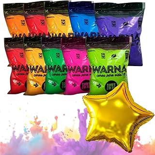 Tinta Em Pó Colorido, Kit 10 Cores Sortidas Com 100 Gramas Cada + Balão Metalizado De 45cm Pó Colorido Chá Revelação Festas