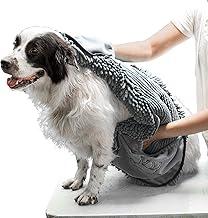 LUMAI Toalha de Microfibra Chenille Cachorro e Gato Superabsorvente, Secagem Rápida, Com Bolsos para Mãos, Lavável, Macia, Resistente, Acessório de Banho para Pets, Cães e Gatos – 80x35 cm