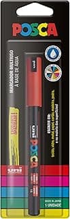 POSCA, UNI, Caneta Marcador PC-1MR Extra Fine, 0,7 mm, Vermelha, Blister com 1 unidade