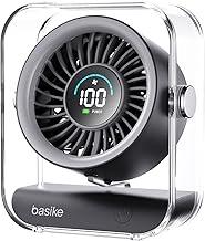Basike Ventilador de Mesa Mini com Display Digital, 100 Níveis de Velocidade Portátil Bateria 5000mAh de 7h, Anjo Ajustável 60°, Silencioso para Casa, Escritório e Viagens (Preto)