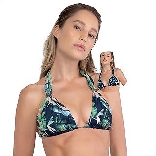 Top Biquíni com Bojo Amarração Estampa Dupla Praia She