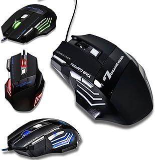 Mouse Gamer 6000 DPI Ajustável • 7 botões LED RGB • MTS • Alta Precisão e Velocidade • Clique Duplo • Cabo Reforçado Super Rápido Ergonômico Premium Jogos Trabalho Estudos