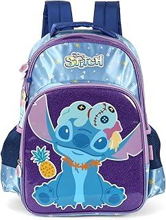 Mochila Costas Escolar p/Laptop Disney Stitch Licenciada (Violeta)