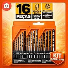 Jogo Broca 16 Peças Estojo Madeira Metal Ferro Concreto