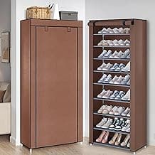 BEMMY Sapateira com Capas com 10 Níveis, Organizador de Prateleiras Altas para Sapatos, Organizador de Sapatos de Grande Capacidade e Economia de Espaço, Organizador de Sapatos Autônomo (Marrom)