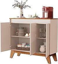 Buffet Cancun 3 Portas Aparador Balcão Cantinho Do Café Para Sala De Estar (Off White/Freijó)