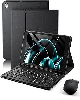 Capa com teclado para iPad 7ª/8ª/9ª Geração 10.2 polegadas iPad Air 3 iPad Pro 10.5 polegadas, mouse e capa fina com teclado destacável e suporte para Porta canetas - Preto