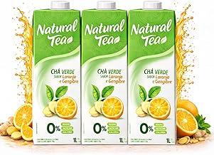 Kit com 3 Unidades - Chá Verde Laranja & Gengibre NATURAL TEA 1L - Zero Açúcar e Zero Calorias - Pronto para Beber - Rico em Vitamina C - Sem Glúten - Pack Família